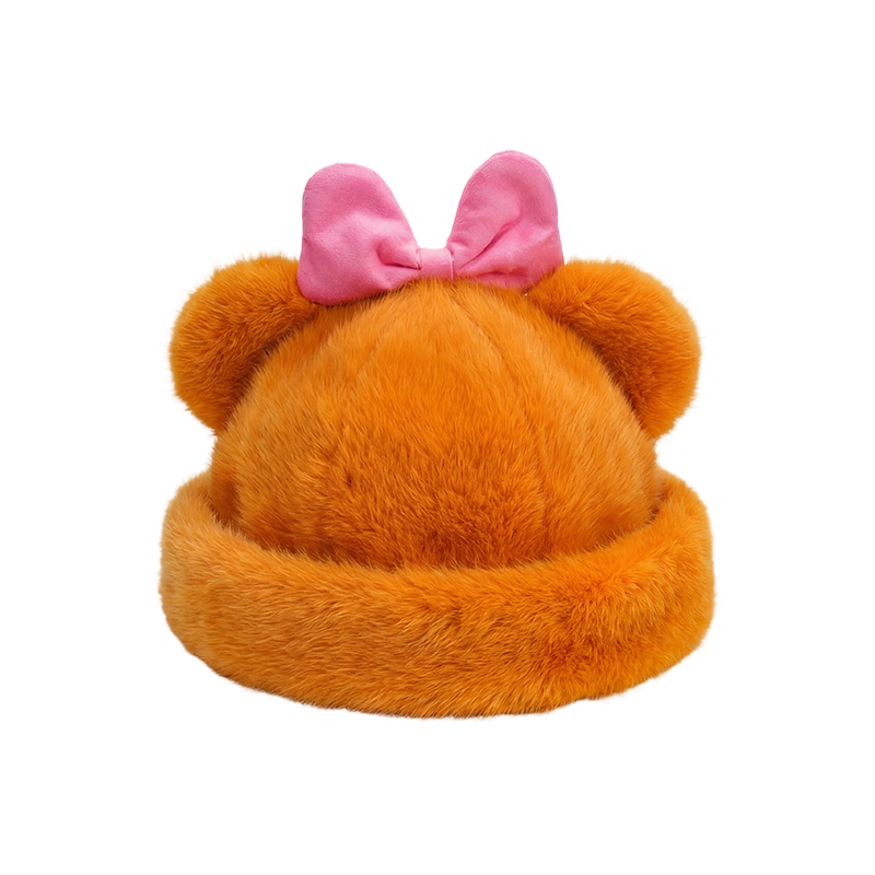 หมวกตุ๊กตาหูหมีสีส้ม